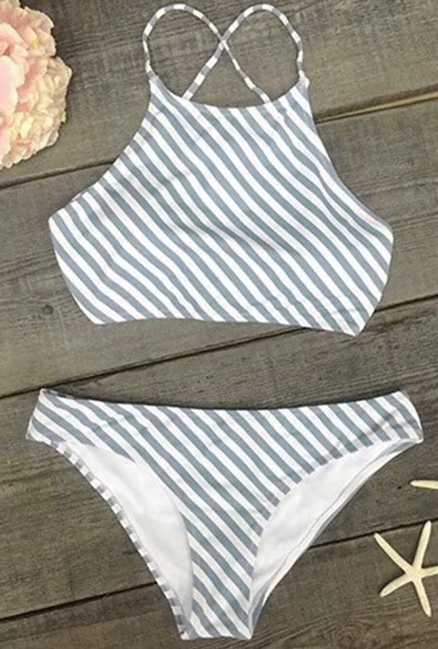 Cupshe Stripe Season Tank Bikini Set size M